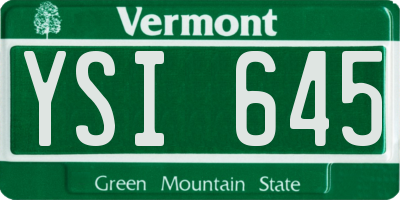 VT license plate YSI645