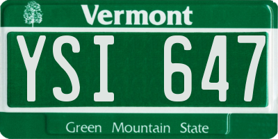 VT license plate YSI647