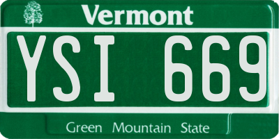 VT license plate YSI669