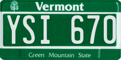 VT license plate YSI670