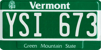 VT license plate YSI673
