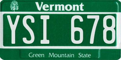 VT license plate YSI678
