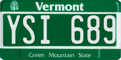 VT license plate YSI689