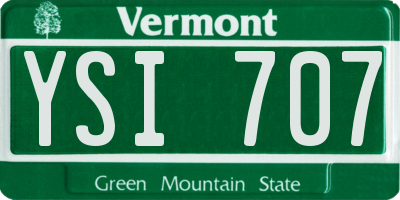 VT license plate YSI707