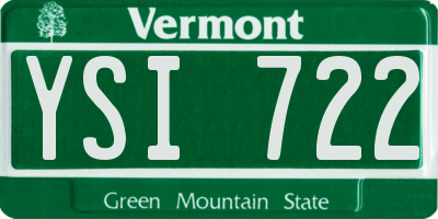 VT license plate YSI722