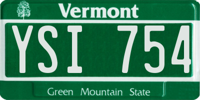 VT license plate YSI754