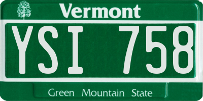 VT license plate YSI758