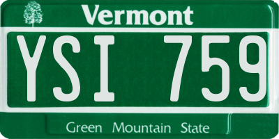 VT license plate YSI759