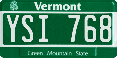 VT license plate YSI768
