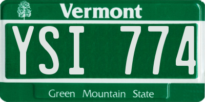 VT license plate YSI774