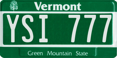 VT license plate YSI777