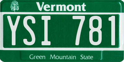 VT license plate YSI781