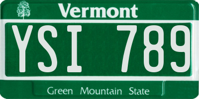 VT license plate YSI789