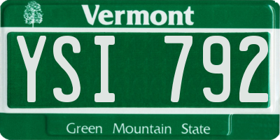 VT license plate YSI792