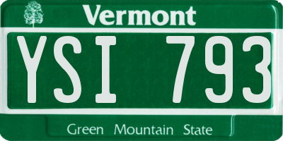 VT license plate YSI793