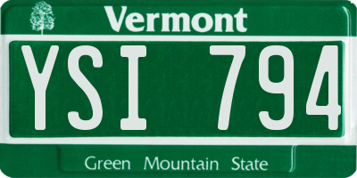 VT license plate YSI794