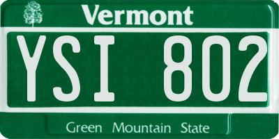 VT license plate YSI802