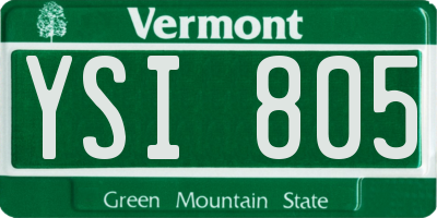 VT license plate YSI805