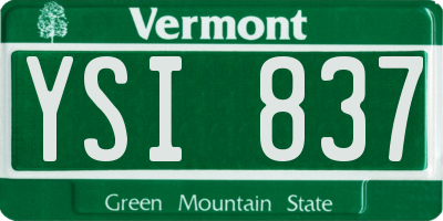 VT license plate YSI837
