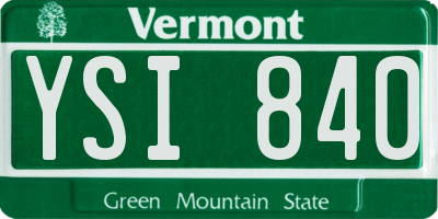 VT license plate YSI840