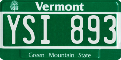 VT license plate YSI893