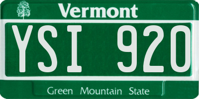 VT license plate YSI920