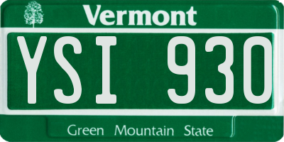 VT license plate YSI930