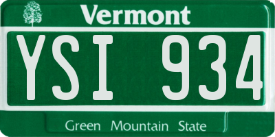 VT license plate YSI934