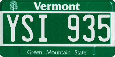 VT license plate YSI935