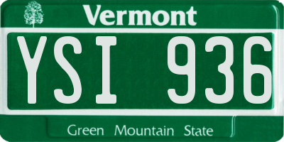 VT license plate YSI936