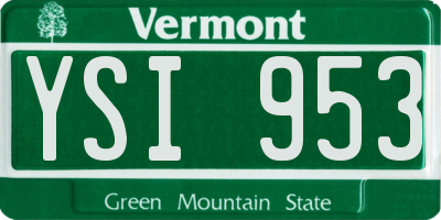 VT license plate YSI953