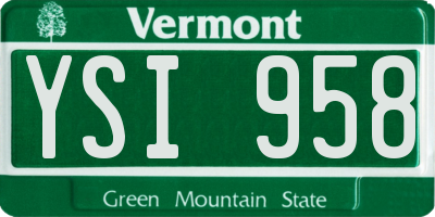 VT license plate YSI958