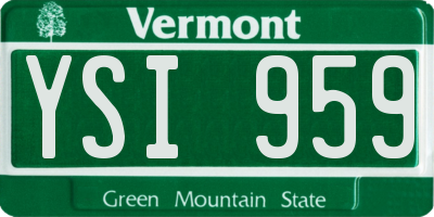 VT license plate YSI959