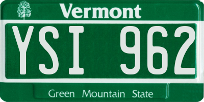 VT license plate YSI962