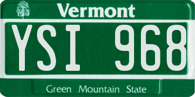 VT license plate YSI968