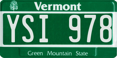 VT license plate YSI978