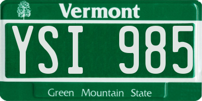 VT license plate YSI985