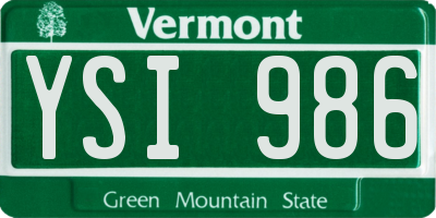 VT license plate YSI986