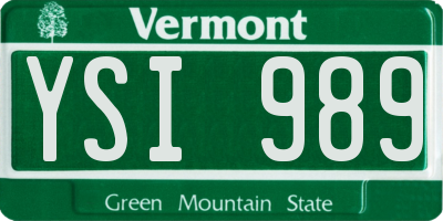 VT license plate YSI989