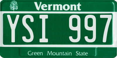 VT license plate YSI997