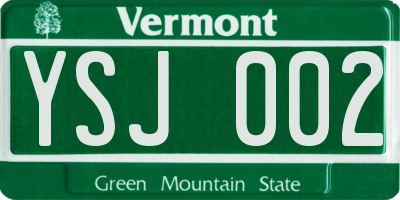 VT license plate YSJ002