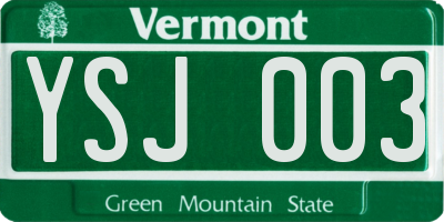 VT license plate YSJ003
