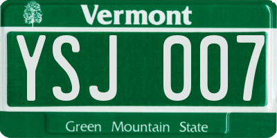 VT license plate YSJ007