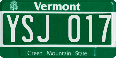 VT license plate YSJ017