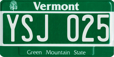 VT license plate YSJ025