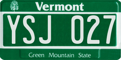 VT license plate YSJ027