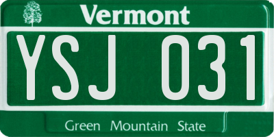 VT license plate YSJ031