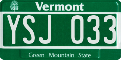 VT license plate YSJ033