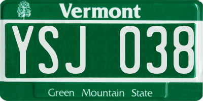 VT license plate YSJ038