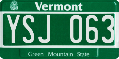 VT license plate YSJ063